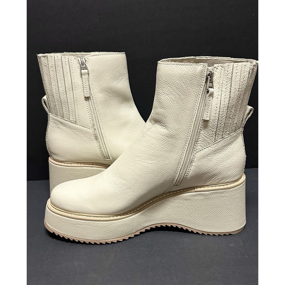 NEW Dolce Vita Womens Size 10 Ivory Leather Hilde Platform Boots Size Zip - Picture 6 of 9